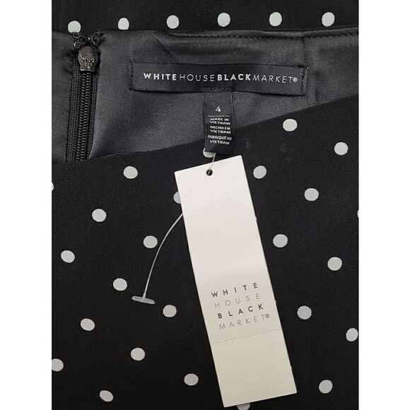 🖤🤍 WHITE HOUSE BLACK MARKET Polka Dot Print Soft Midi Skirt NWT SIZE 4 - Picture 7 of 10